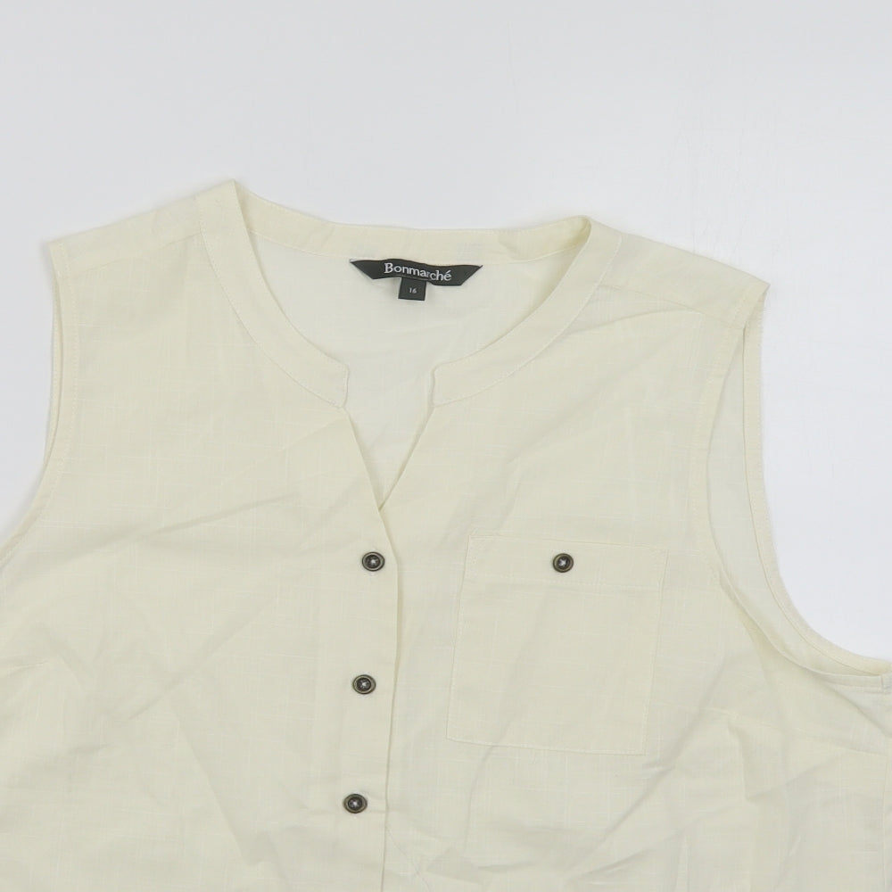 Womens UK Size 16 Bonmarché Ivory Basic Button-Up