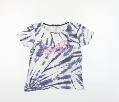 Primark Girls Multicoloured Geometric Cotton Pullover T-Shirt Size 11-12 Years Round Neck Pullover - Slogan