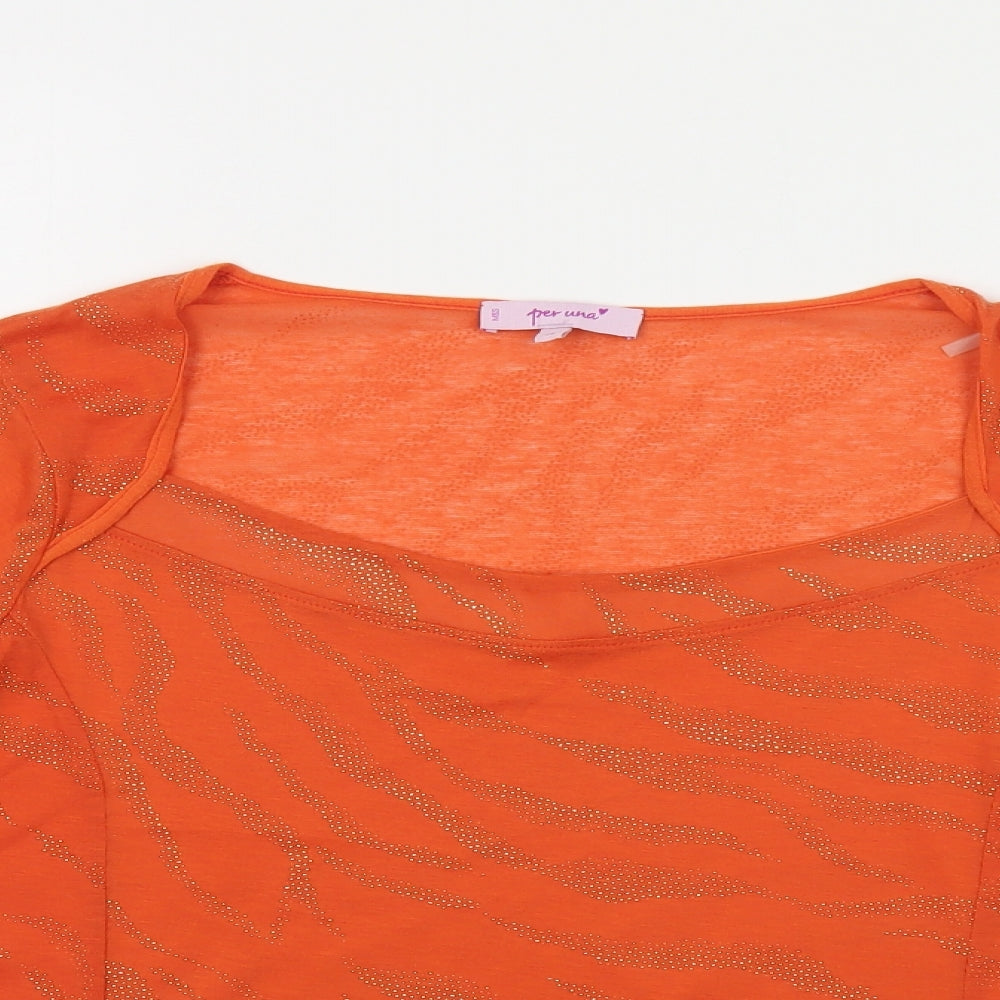 Womens UK Size 14 Per Una Orange Basic Blouse