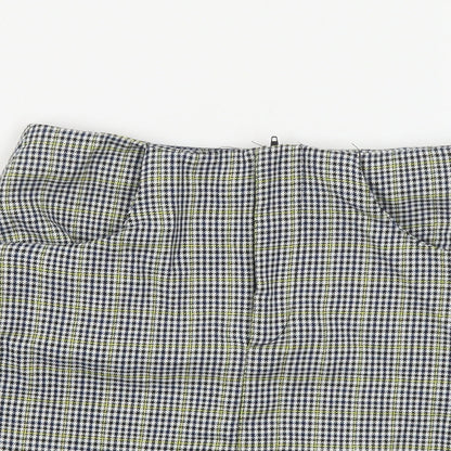 Pull & Bear Womens Blue Plaid Polyester Mini Skirt Size XS Zip