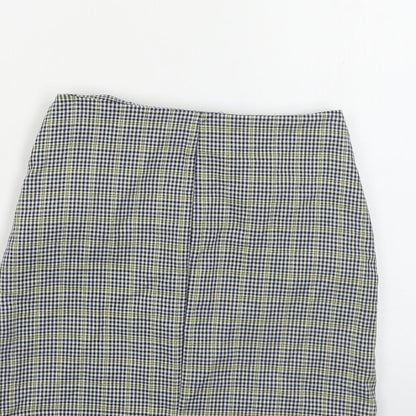 Pull & Bear Womens Blue Plaid Polyester Mini Skirt Size XS Zip