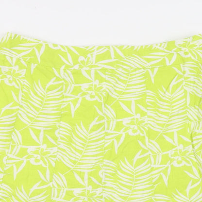 Autonomy Womens Green Floral Linen Flare Skirt Size 18 Zip