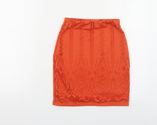 Missguided Womens Orange Polyester Mini Skirt Size 4