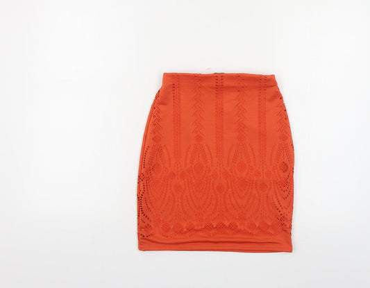 Missguided Womens Orange Polyester Mini Skirt Size 4