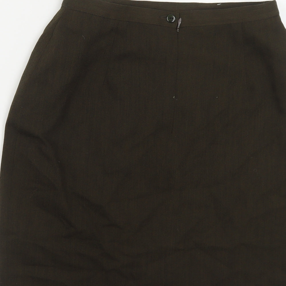 Loretta Bloom Womens Green Polyester Straight & Pencil Skirt Size 14 Button