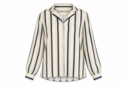 Butte Knit Womens Beige Striped Polyester Basic Button-Up Size 16 Collared