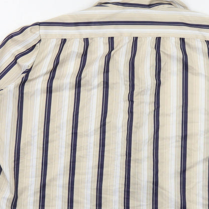 Butte Knit Womens Beige Striped Polyester Basic Button-Up Size 16 Collared