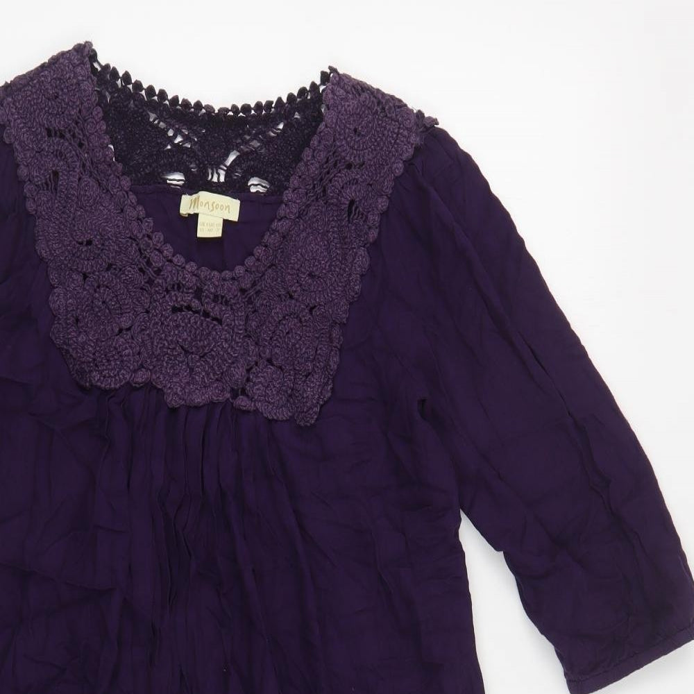Womens UK Size 12 Monsoon Purple Tunic Blouse