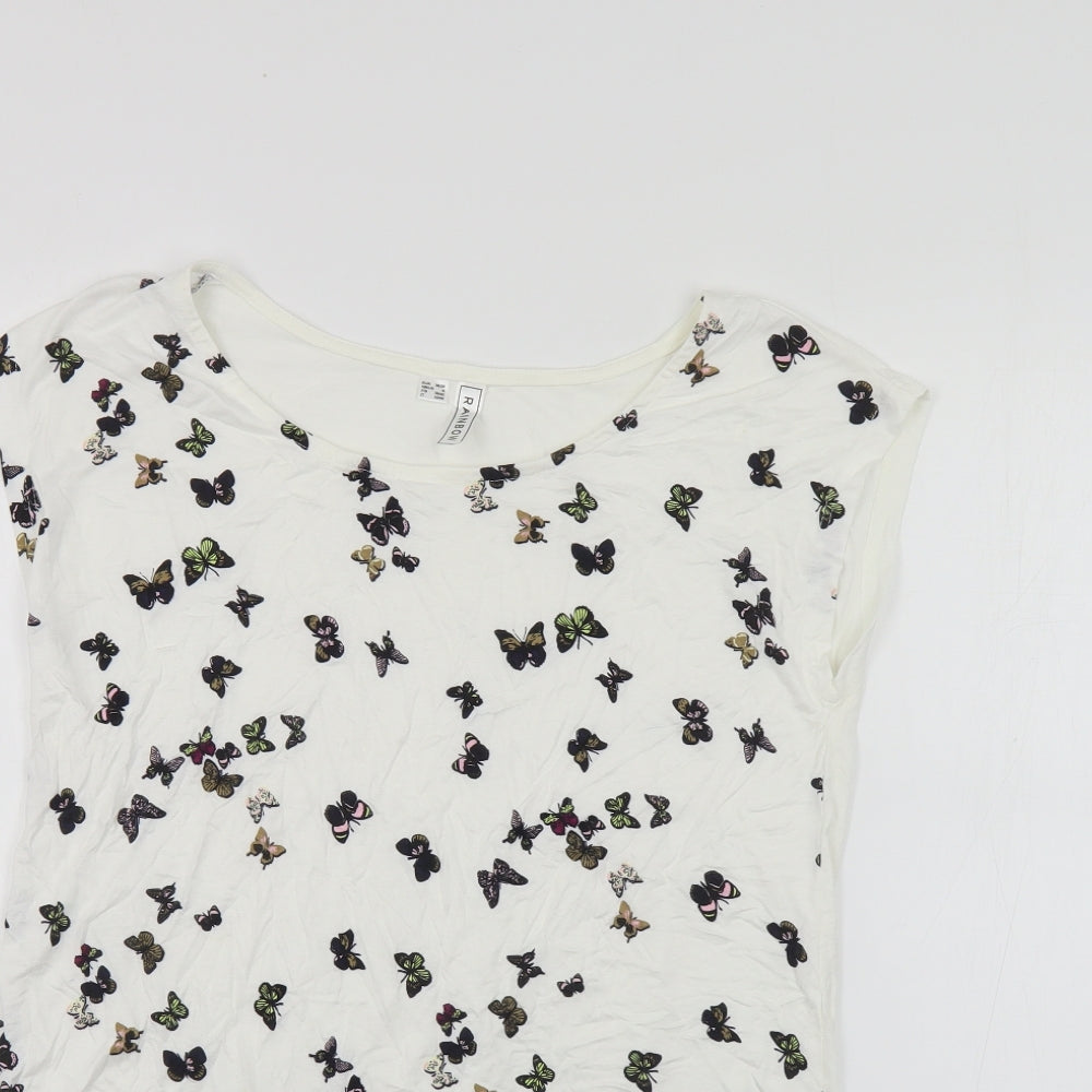 Womens UK Size S Rainbow White Basic Button-Up