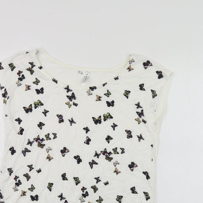 Womens UK Size S Rainbow White Basic Button-Up