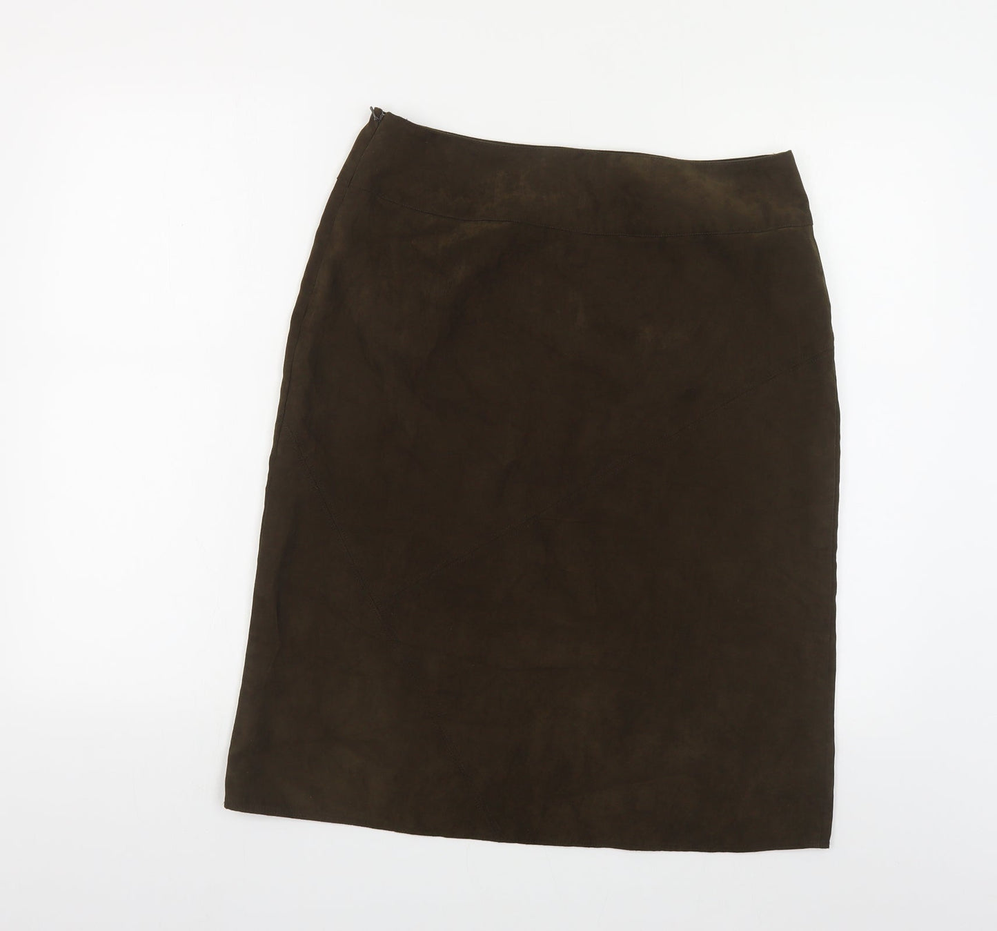 New York & Company Womens Green Polyester Straight & Pencil Skirt Size 10 Zip - Suede Effect