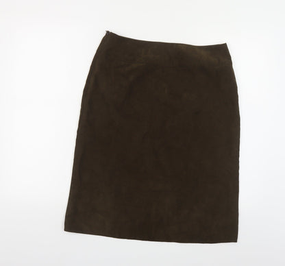 New York & Company Womens Green Polyester Straight & Pencil Skirt Size 10 Zip - Suede Effect