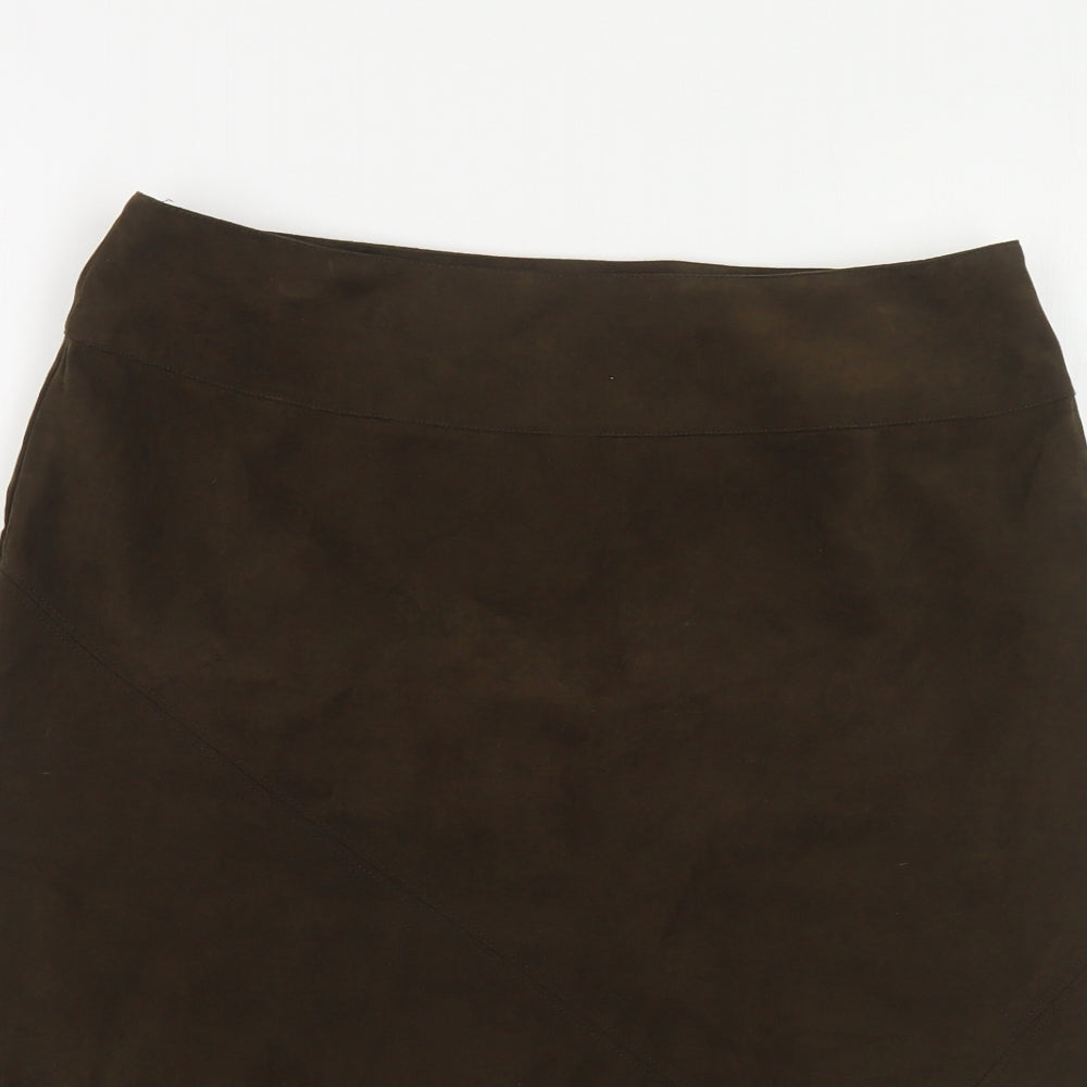 New York & Company Womens Green Polyester Straight & Pencil Skirt Size 10 Zip - Suede Effect