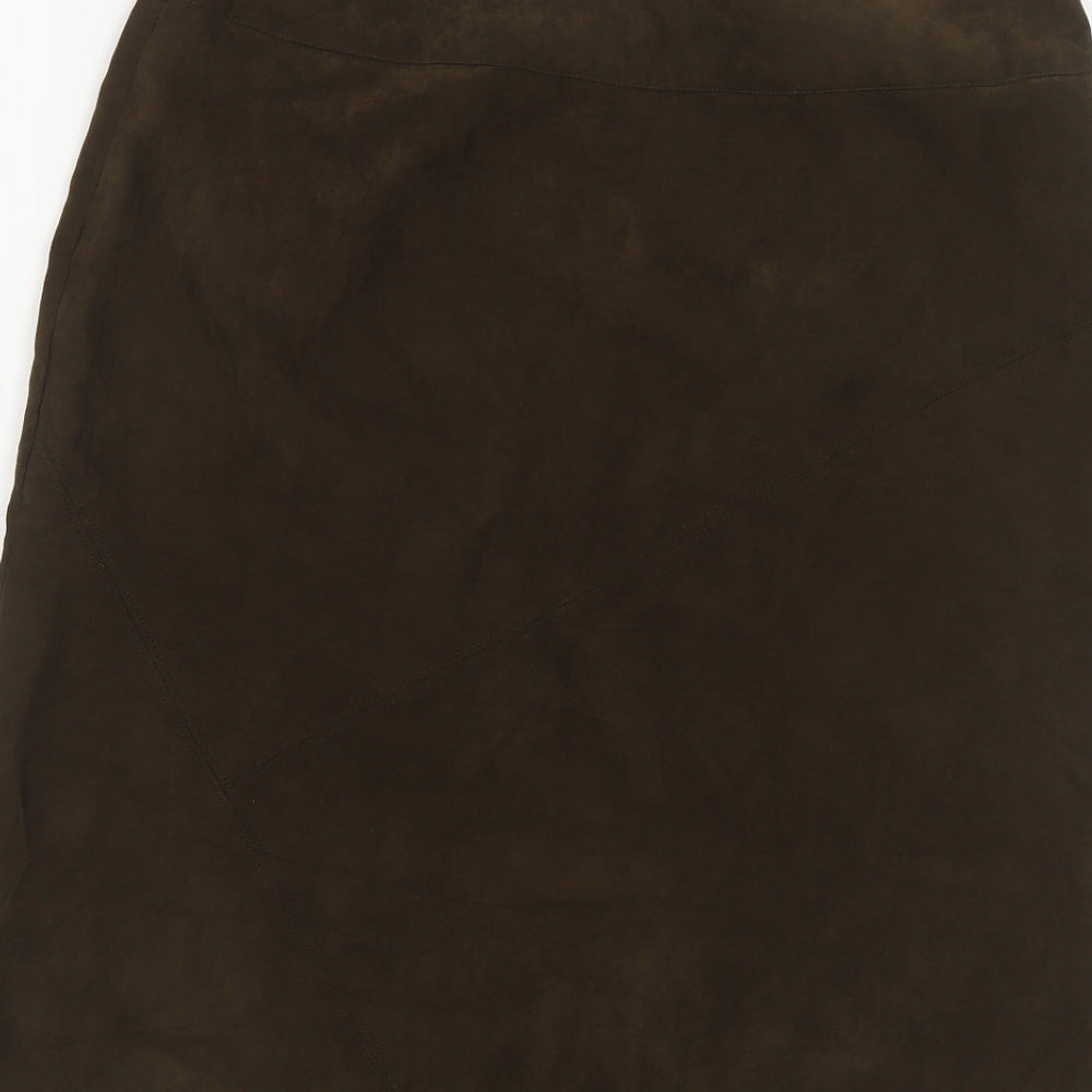 New York & Company Womens Green Polyester Straight & Pencil Skirt Size 10 Zip - Suede Effect