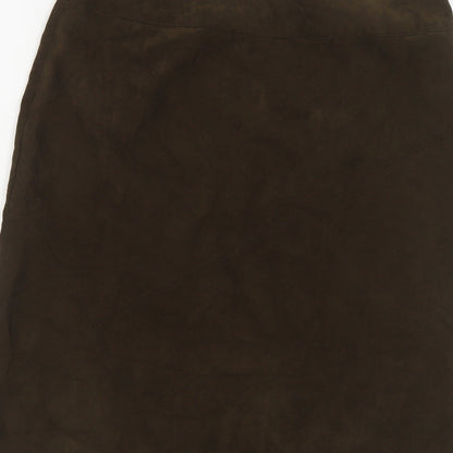 New York & Company Womens Green Polyester Straight & Pencil Skirt Size 10 Zip - Suede Effect