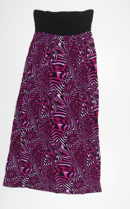 F&F Womens Purple Geometric Viscose A-Line Size 12 Off the Shoulder Pullover