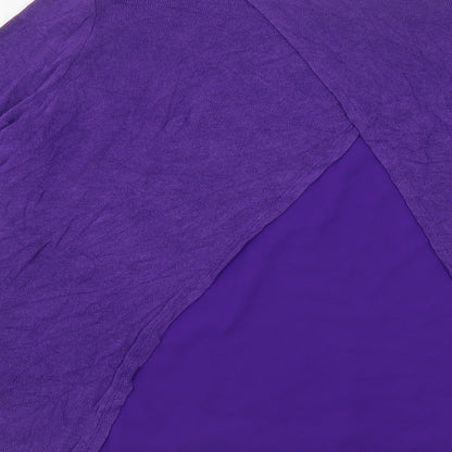 Made in Italy Womens Purple Viscose Basic Button-Up Size L Boat Neck
