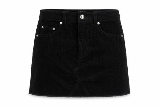 Miss Selfridge Womens Black Cotton Mini Skirt Size 6 Button