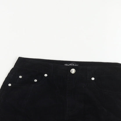 Miss Selfridge Womens Black Cotton Mini Skirt Size 6 Button