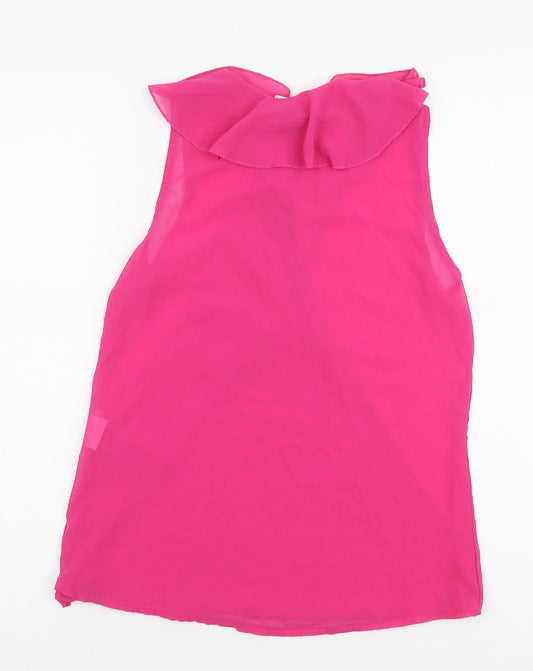Boohoo Womens Pink Polyester Basic Blouse Size 10 V-Neck