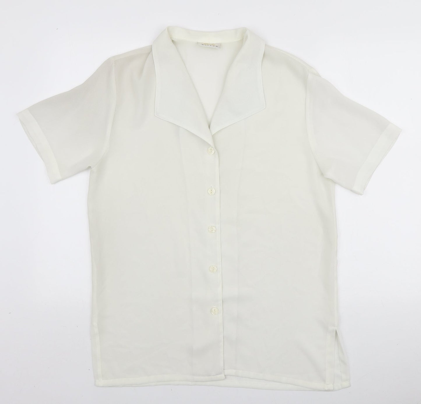 Womens UK Size 12 Charlotte Halton White Basic Button-Up