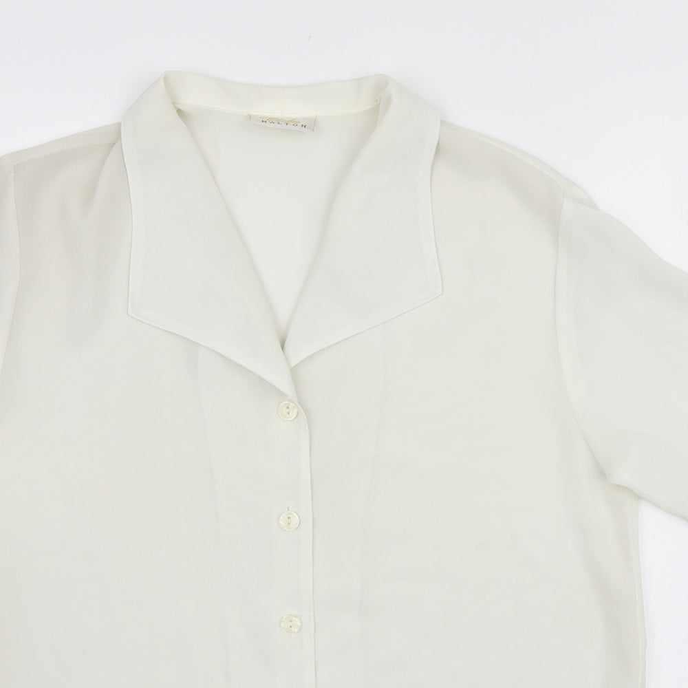 Womens UK Size 12 Charlotte Halton White Basic Button-Up