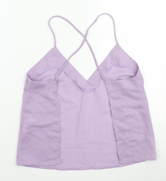 Nasty Gal Womens Purple Polyester Camisole Tank Size 6 V-Neck - Open Back