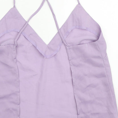 Nasty Gal Womens Purple Polyester Camisole Tank Size 6 V-Neck - Open Back