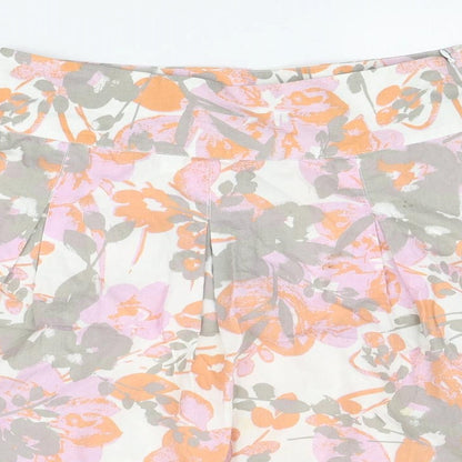 TU Womens Multicoloured Floral Cotton Pleated Skirt Size 10 Zip