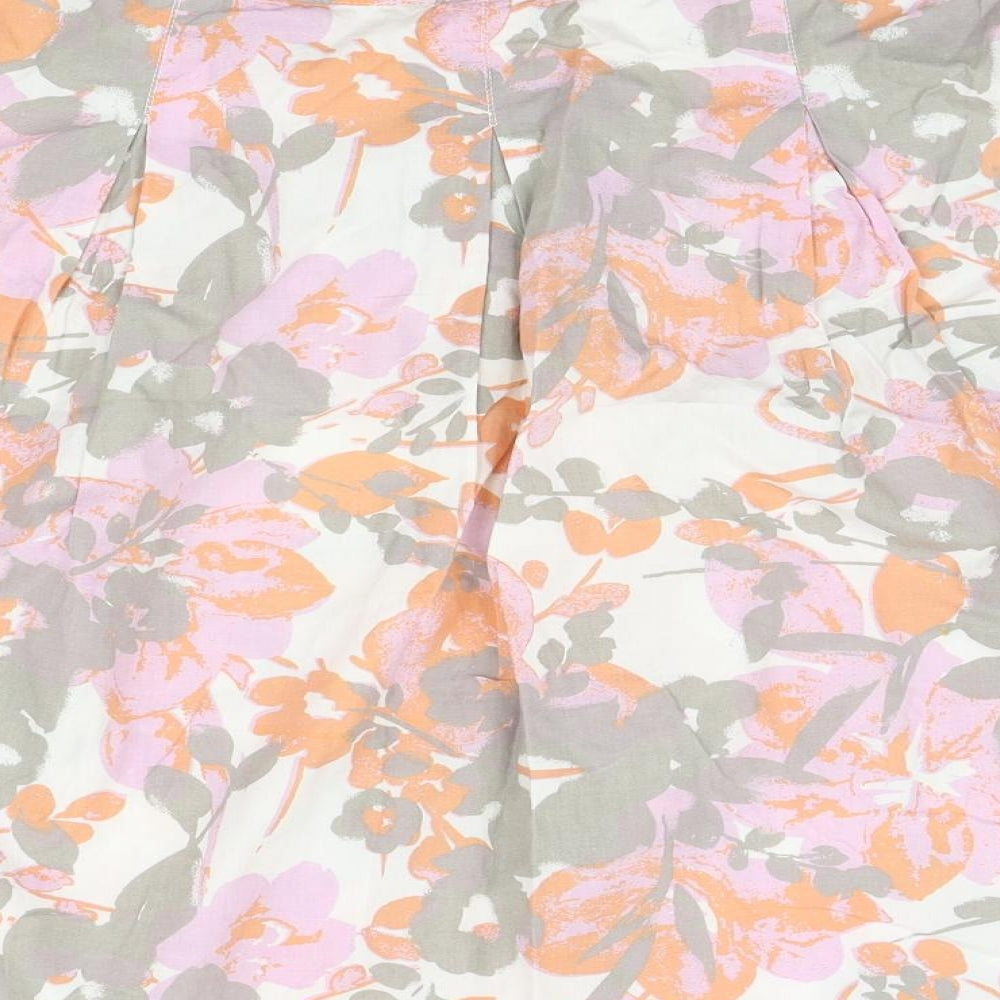TU Womens Multicoloured Floral Cotton Pleated Skirt Size 10 Zip