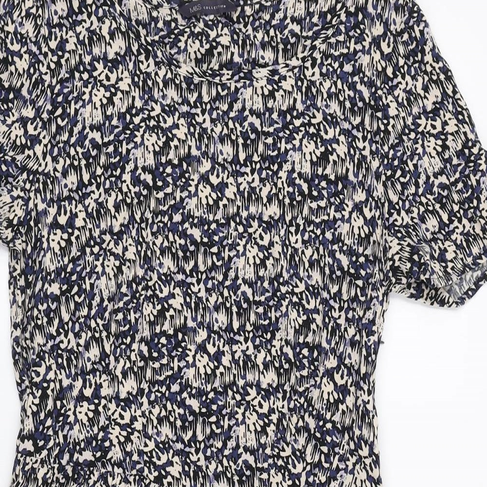 Marks and Spencer Womens Multicoloured Geometric Viscose Mini Size 8 Boat Neck Zip