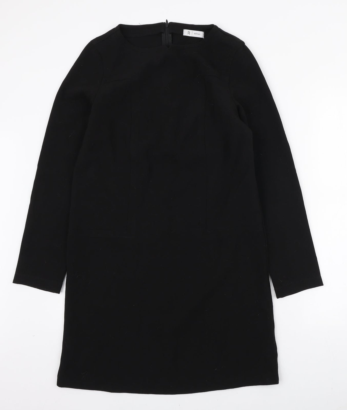 R Edition Womens Black Polyester A-Line Size 8 Boat Neck Zip