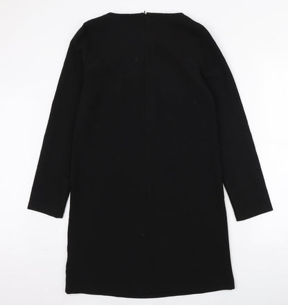 R Edition Womens Black Polyester A-Line Size 8 Boat Neck Zip