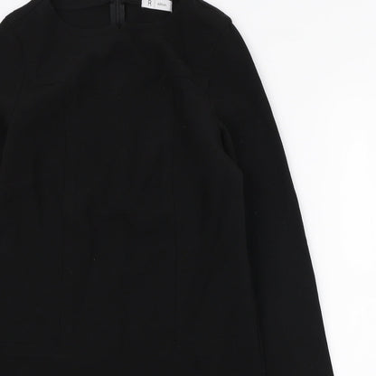 R Edition Womens Black Polyester A-Line Size 8 Boat Neck Zip