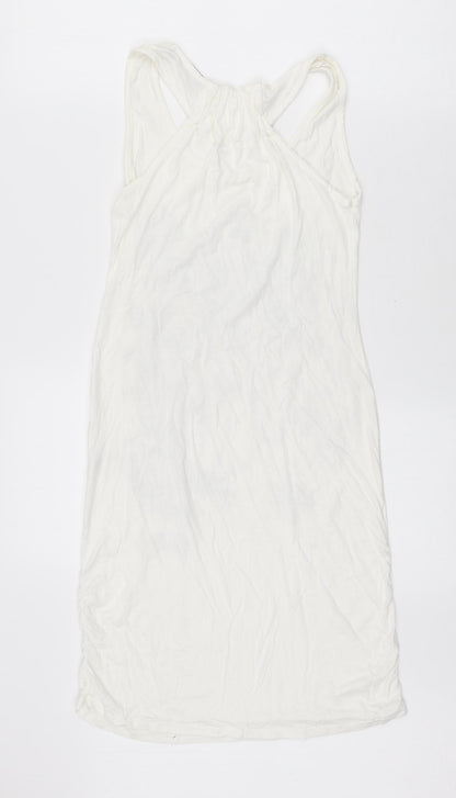 Zuppe Womens White Viscose Bodycon Size 10 Round Neck Pullover