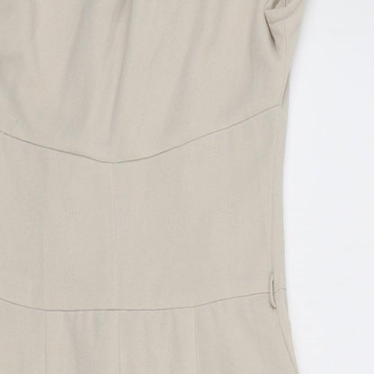 Warehouse Womens Ivory Polyester Bodycon Size 10 One Shoulder Zip