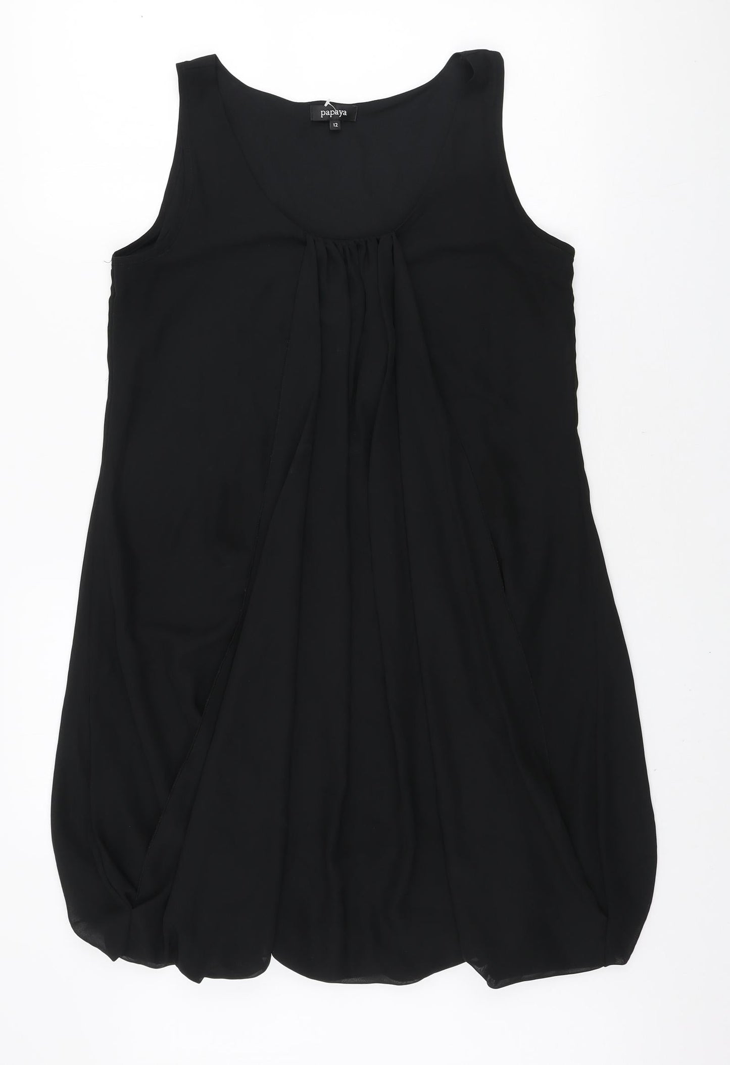 Papaya Womens Black Polyester Mini Size 12 Scoop Neck Pullover