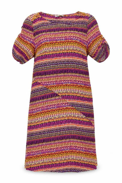Dash Womens Multicoloured Geometric Viscose A-Line Size 10 Boat Neck Pullover