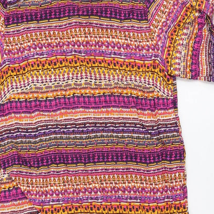 DASH Womens Multicoloured Geometric Viscose A-Line Size 10 Boat Neck Pullover