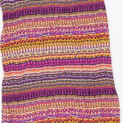 DASH Womens Multicoloured Geometric Viscose A-Line Size 10 Boat Neck Pullover