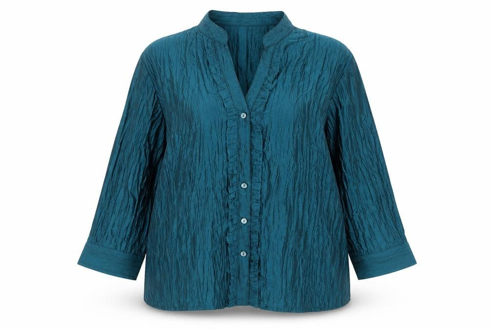 EWM Womens Blue Polyester Basic Button-Up Size 16 Sweetheart