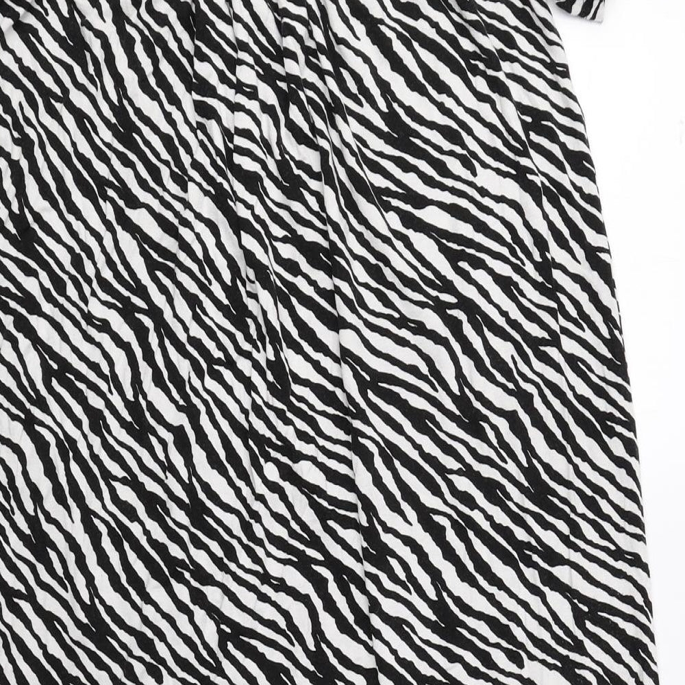 George Womens Black Animal Print Viscose A-Line Size S Off the Shoulder Pullover - Zebra