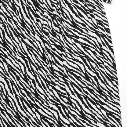 George Womens Black Animal Print Viscose A-Line Size S Off the Shoulder Pullover - Zebra