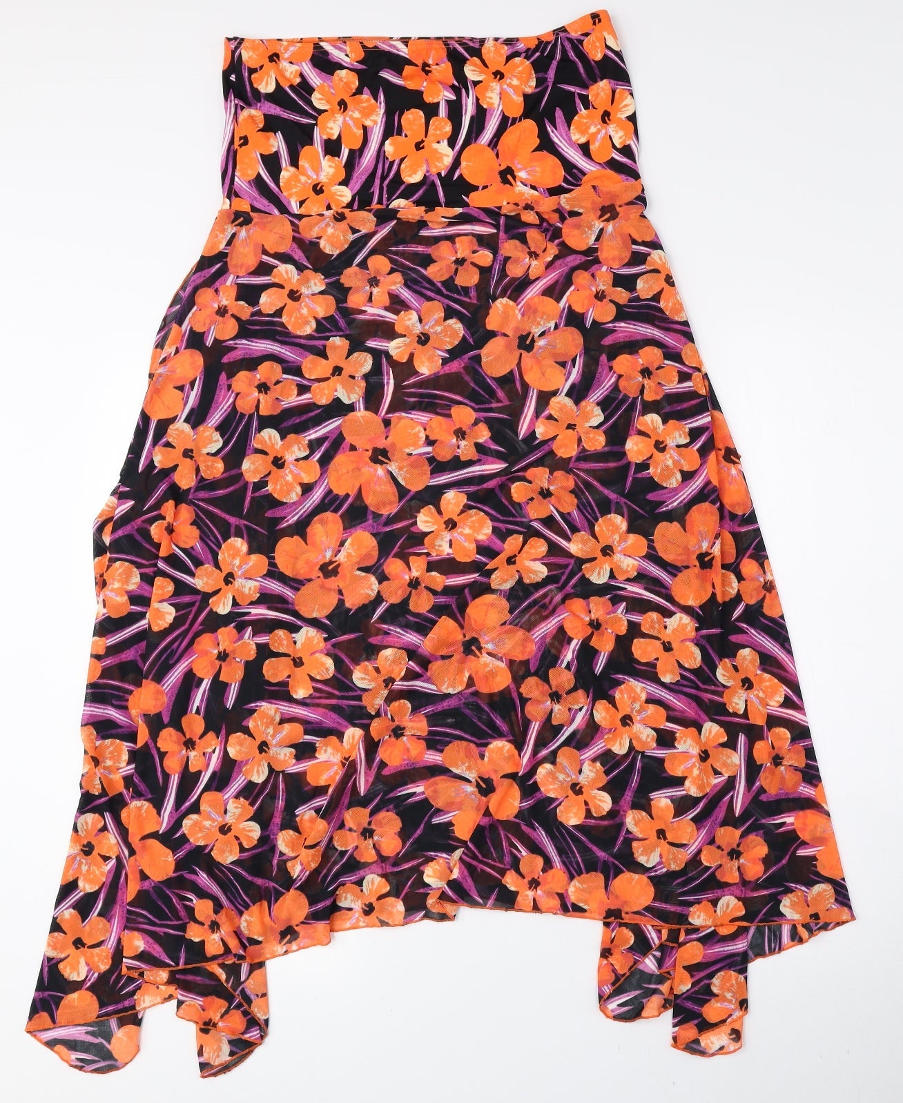 M&Co Womens Multicoloured Floral Polyester A-Line Skirt Size S - Asymmetric Hem