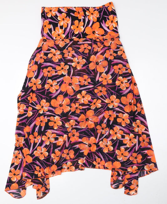 M&Co Womens Multicoloured Floral Polyester A-Line Skirt Size S - Asymmetric Hem