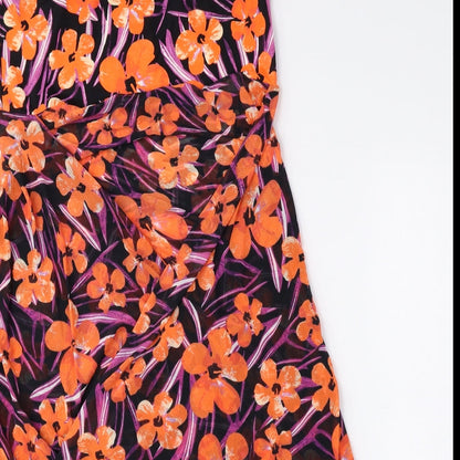 M&Co Womens Multicoloured Floral Polyester A-Line Skirt Size S - Asymmetric Hem