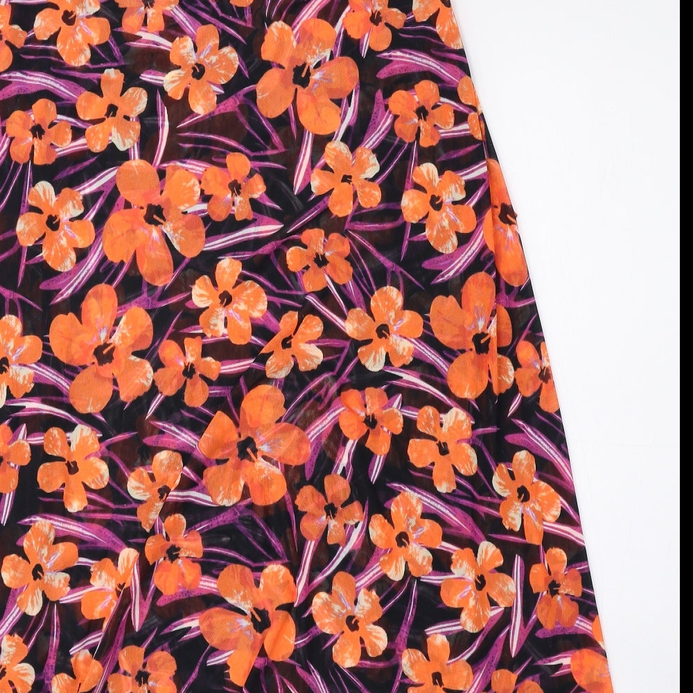 M&Co Womens Multicoloured Floral Polyester A-Line Skirt Size S - Asymmetric Hem