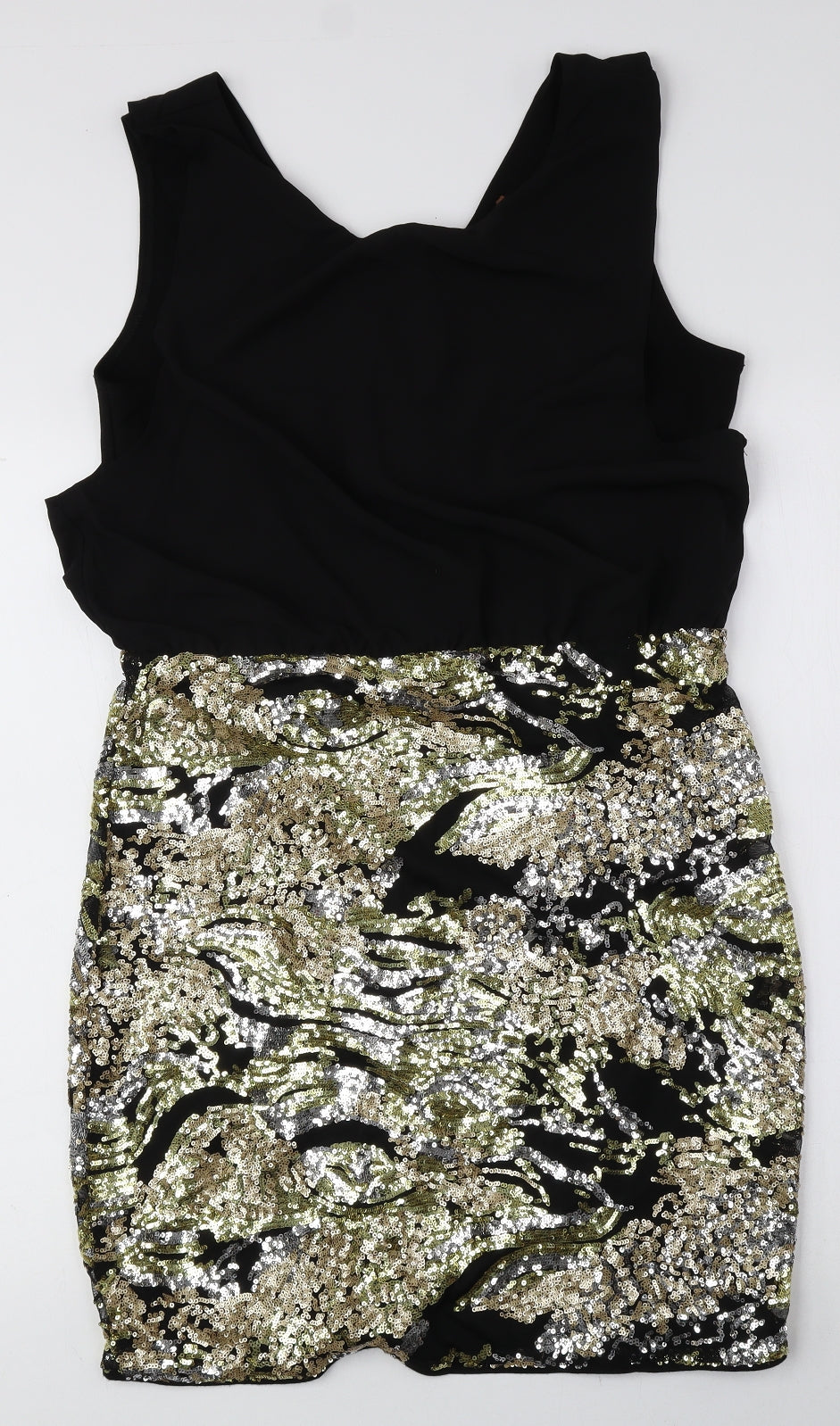 Jolie Moi Womens Black Polyester Bodycon Size 12 Scoop Neck Zip