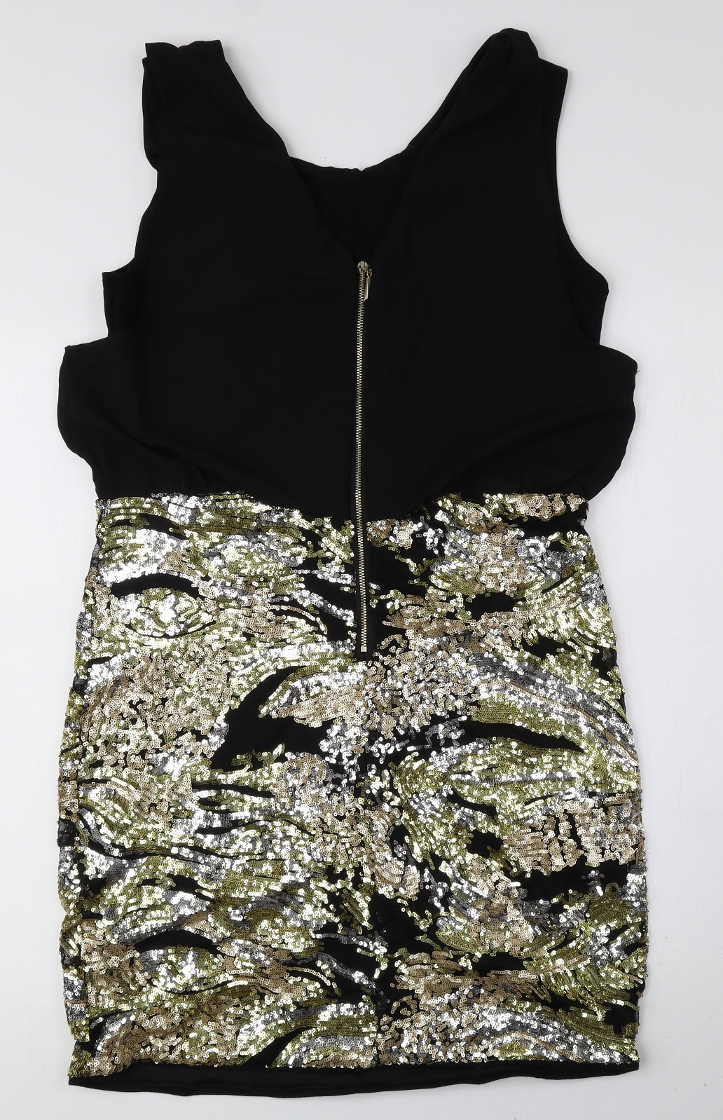 Jolie Moi Womens Black Polyester Bodycon Size 12 Scoop Neck Zip