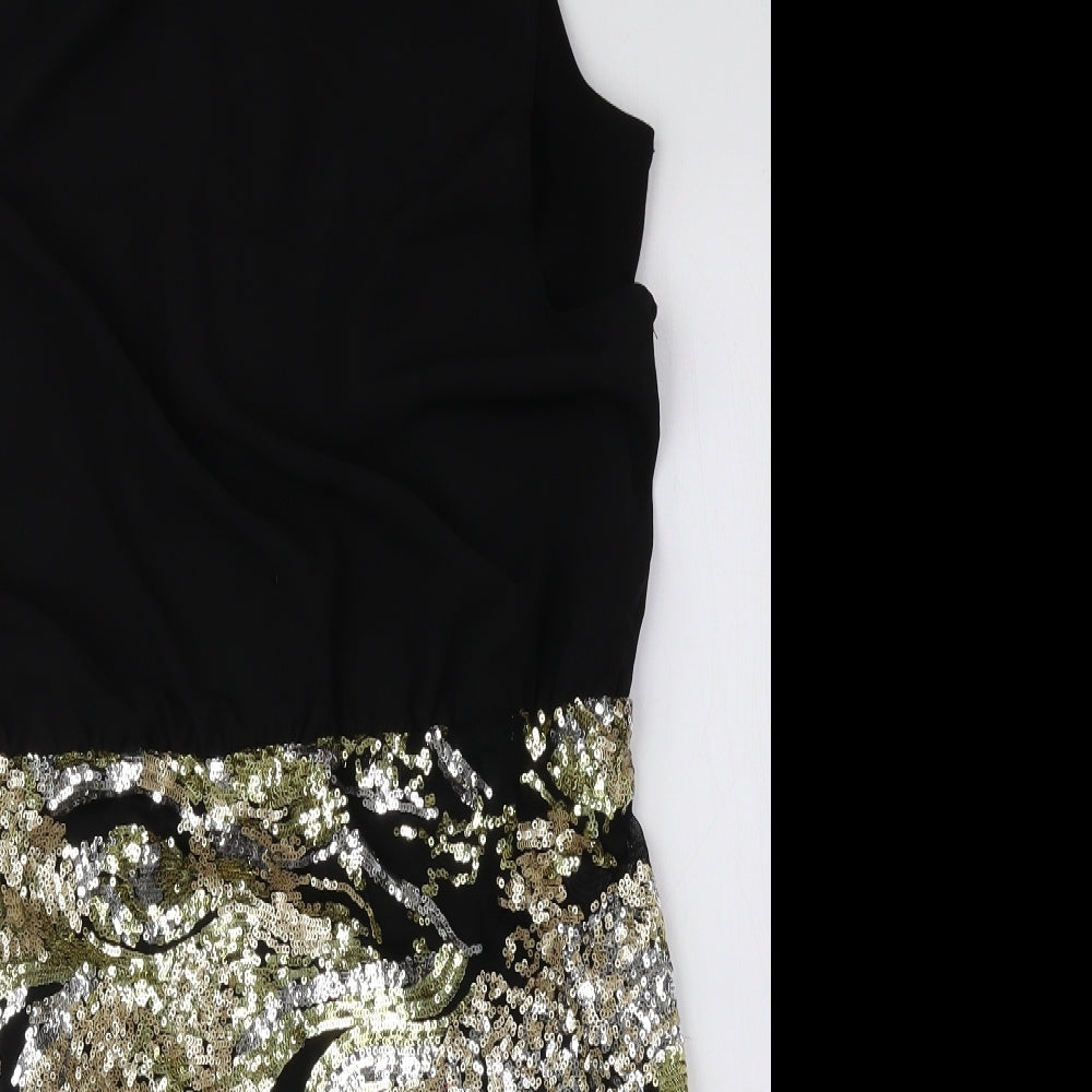 Jolie Moi Womens Black Polyester Bodycon Size 12 Scoop Neck Zip